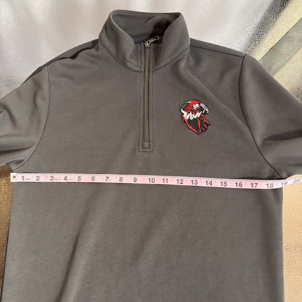 Brooks Brothers Grim Reaper 1/4 Zip Sweater Mens XS Pullover Embroidered Patch - Picture 5 of 6